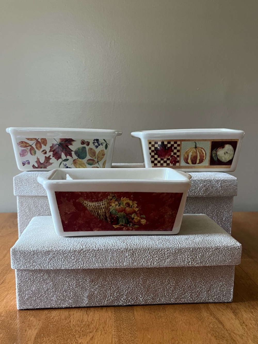 Autumn Harvest Stoneware Mini Loaf Pans By Nantucket, Set Of 3.